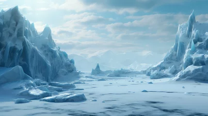 Foto auf Acrylglas frozen glacier ice background illustration cold snow, melt climate, arctic antarctic frozen glacier ice background © vectorwin
