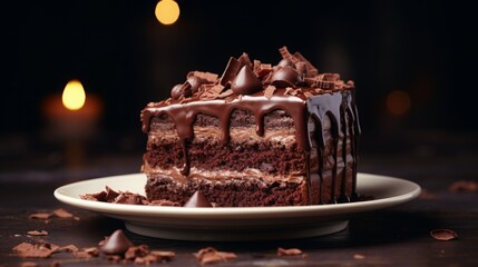 Decadent Chocolate Cake on Elegant Plate