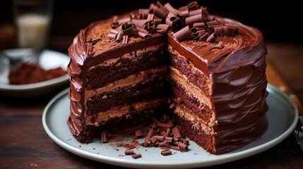 Decadent Chocolate Cake on Elegant Plate