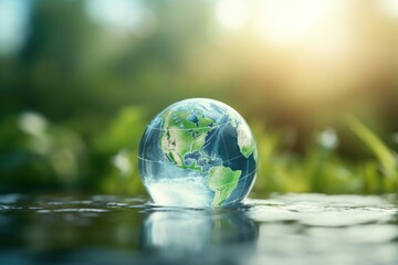 eco concept It shows the collaborative efforts of people who care for the earth, the importance of water, land, forests and animals.