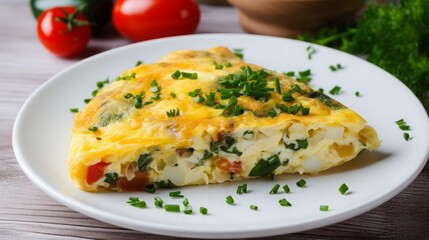 Omelette with Fresh Veggies on Plate