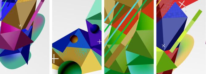 Geometric elements in abstract poster composition set. Vector illustration For Wallpaper, Banner, Background, Card, Book Illustration, landing page