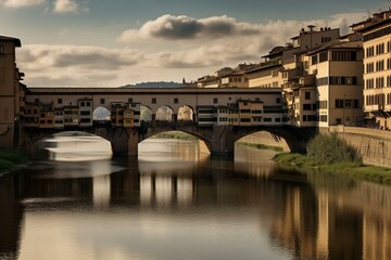 Fototapeta na wymiar Bridge and promenade in Florence, Italy. Generative AI