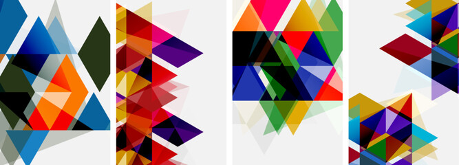Colorful bright triangles with various colors and transparencies. Vector illustration For Wallpaper, Banner, Background, Card, Book Illustration, landing page