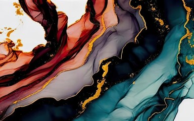 Natural luxury abstract fluid art painting with Generative AI.