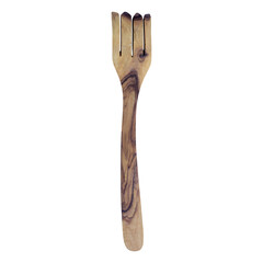 Close-up Wooden Fork on White Background, Wooden fork, eco friendly cutlery. wooden Fork, isolated on transparent background, clipping path, full depth of field.