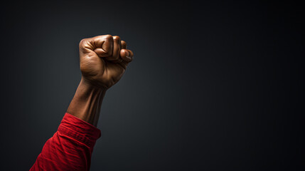 Fototapeta premium People raise and clench their fists
