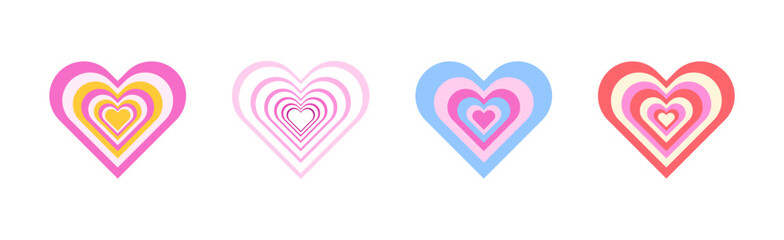 Pink colorful heart retro y2k cute decoration illustration vector