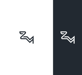 ZM, MZ letter logo design template elements. Modern abstract digital alphabet letter logo. Vector illustration. New Modern logo.