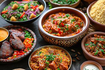 Various typical African dishes
