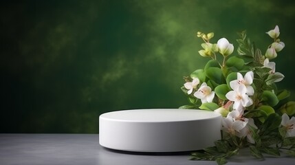 Elegant Podium Surrounded by Blossoming Flowers