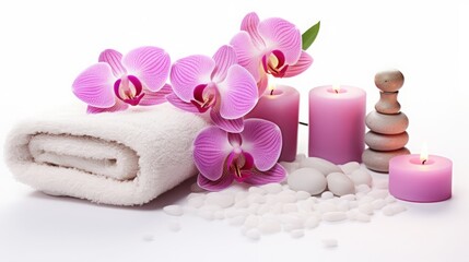 Elegant Spa Setting with Orchids and Candles