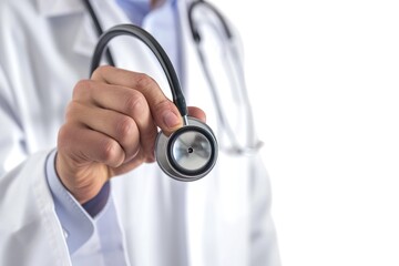 Medical doctor holding  stethoscope your healthy concept in hospital
