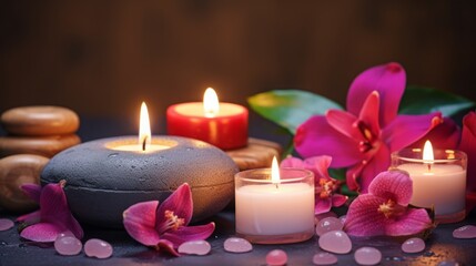 Relaxing Spa Ambiance with Candles and Flowers