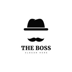 mafia boss character logo design graphic vector
