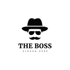 mafia boss character logo design graphic vector
