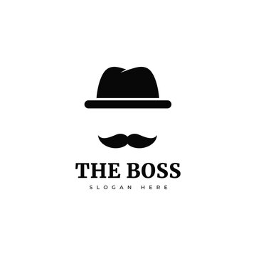 mafia boss character logo design graphic vector