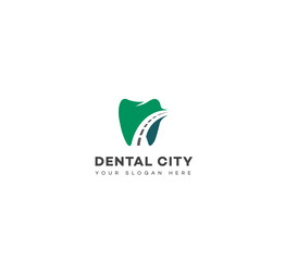 Fototapeta premium Creative Road Dental city logo Vector Design.