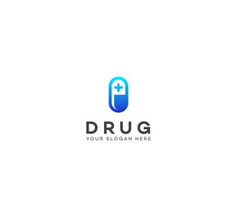Plus Drug, Pill, Capsule logo design template. Vector medical tablet logotype pharmacy logo design.