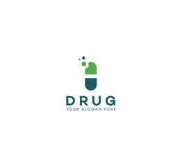 Tech Drug, Pill, Capsule logo design template. Vector medical tablet logotype pharmacy logo design. Technology logo.