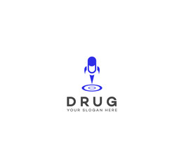 Rocket Drug, Pill, Capsule logo design template. Vector medical tablet logotype pharmacy logo design. Fast delivery logo.