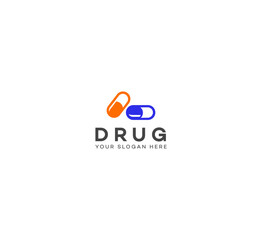 Fototapeta premium Drug, Pill, Capsule logo design template. Vector medical tablet logotype pharmacy logo design.