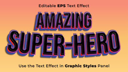 Editable EPS Text Effect of Super Hero for Title and Poster. 3D Headline Template, Man, Spider
