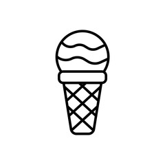 Ice cream cone outline icons, minimalist vector illustration ,simple transparent graphic element .Isolated on white background