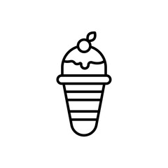 Ice cream cone outline icons, minimalist vector illustration ,simple transparent graphic element .Isolated on white background