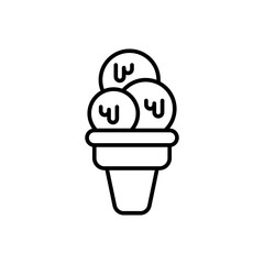 Ice cream cone outline icons, minimalist vector illustration ,simple transparent graphic element .Isolated on white background