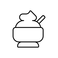 Ice cream bowl outline icons, minimalist vector illustration ,simple transparent graphic element .Isolated on white background