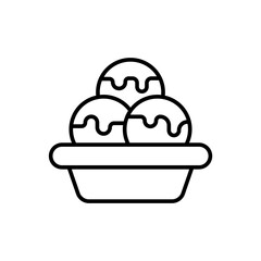 Ice cream plate outline icons, minimalist vector illustration ,simple transparent graphic element .Isolated on white background