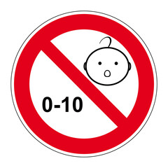 Panneau "Ne convient pas aux enfants de moins de 10 ans"