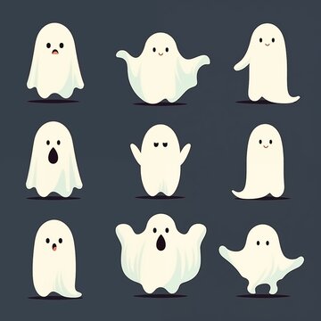 set of halloween ghosts