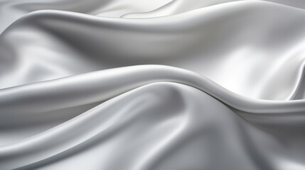The luxurious sheen of silver satin fabric is displayed in this image, highlighting the elegant folds and soft texture. - obrazy, fototapety, plakaty