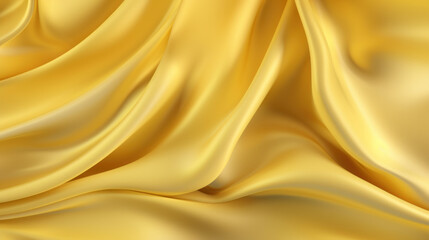 Close-up of a luxurious golden satin fabric with elegant drapes, showcasing the texture and sheen perfect for high-end fashion and decor.