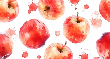 a painting of apples on a white background