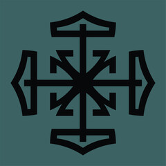 Obraz premium Black abstract monogram or Arabic ceramic motifs on a dark background