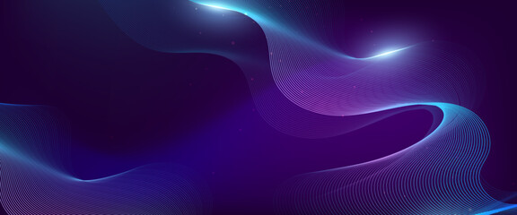 Purple violet and blue vector tech modern futuristic with line in glowing background. Abstract technology wave lines background