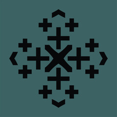 Obraz premium Black abstract monogram or Arabic ceramic motifs on a dark background