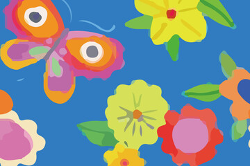 Watercolors and various flowers, marine creatures, butterflies, chrysanthemums, and birds are beautiful