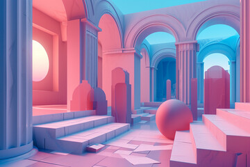 Game background 3d stylish architecture illustration