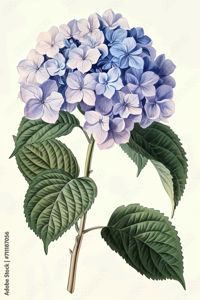 Poster Hydrangea single stem vintage floral botanical flower print - Posters