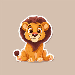 Cute baby lion sticker vector illustration