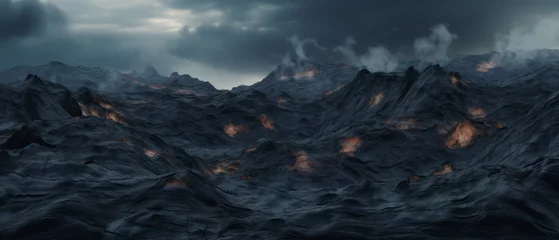 Abwaschbare Fototapete Nachtblau Mystic Mountains in Ethereal Mist