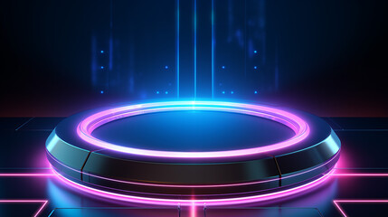 Fototapeta na wymiar portal and hologram futuristic neon color circle elements