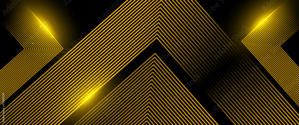 Poster black and yellow vector glowing tech geometric 3d line modern abstract banner. modern shiny lines. f