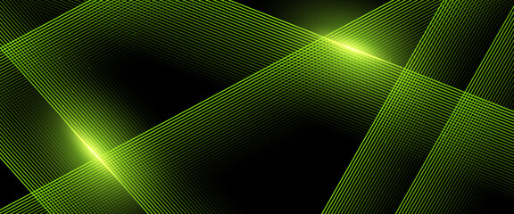 Black and green vector 3d futuristic tech glow and shinning line simple modern abstract banner. Modern shiny lines. Futuristic technology concept template. Vector illustration