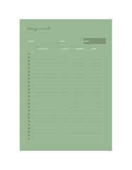 Assignment Planner. vector illustration. Minimalist planner template set