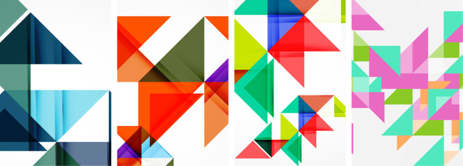 Set of abstract random triangle composition backgrounds. Vector illustration for for wallpaper, business card, cover, poster, banner, brochure, header, website